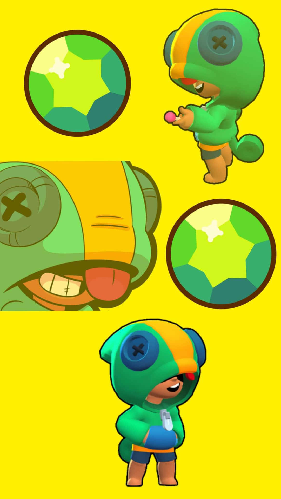 Download free Cartoon Leon Brawl Stars On Yellow Wallpaper - MrWallpaper.com