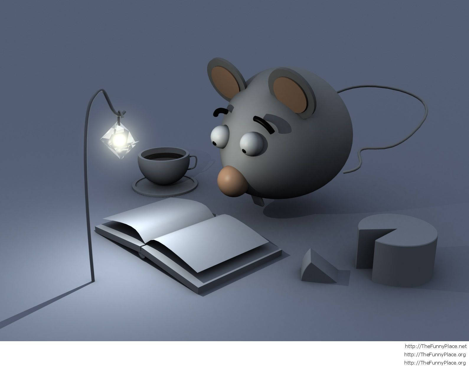 Cartoon Mouse Studying Cute Laptop Wallpaper