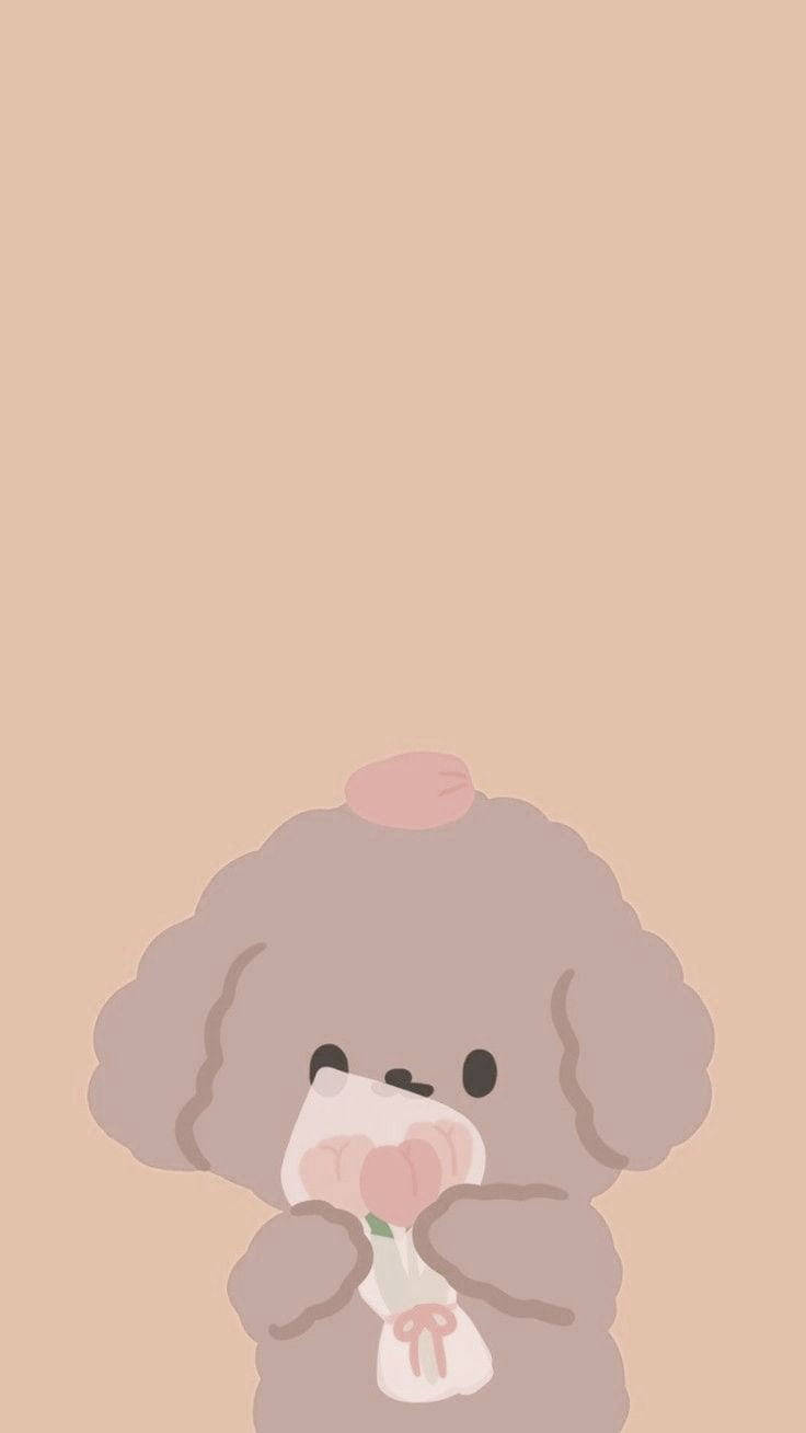 Cartoon Poodle Dog With Flowers Wallpaper