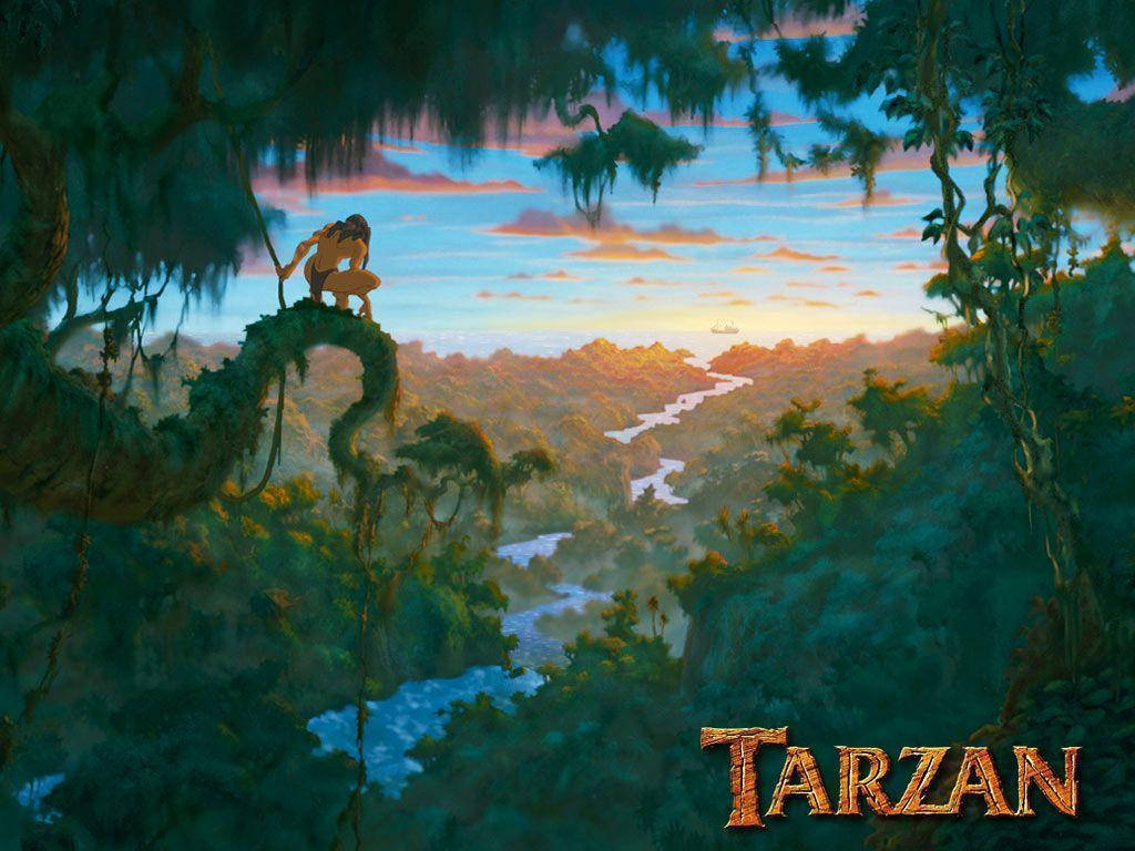 Cartoon Tarzan Staring On The Forest Wallpaper
