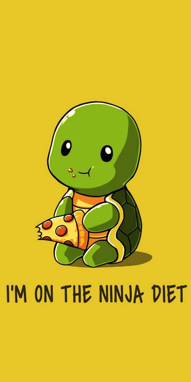 Cartoon Turtle Eating Pizza Wallpaper