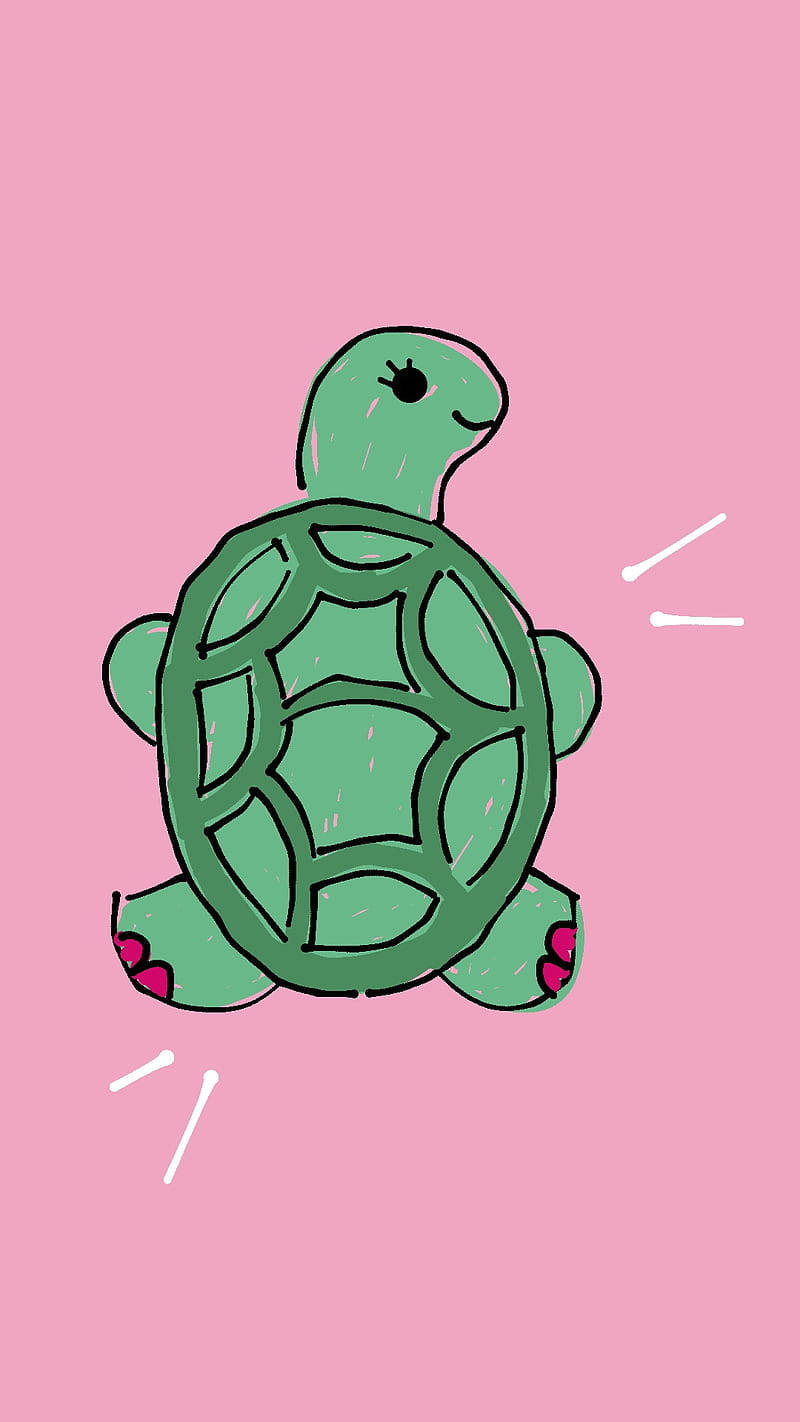 Cartoon Turtle With Pink Toes Wallpaper