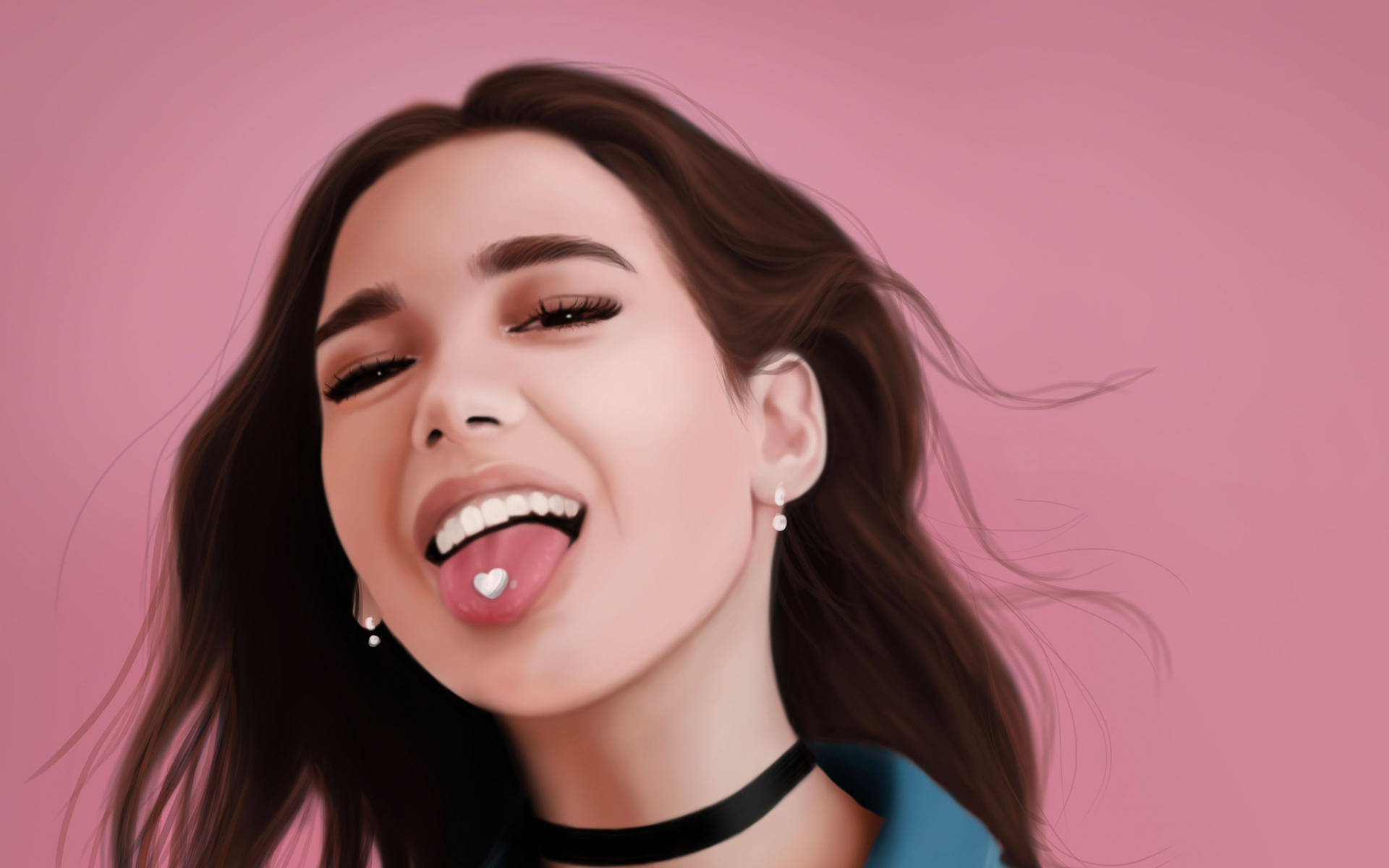 Download free Cartoonish Dua Lipa With Her Tongue Out Wallpaper -  MrWallpaper.com