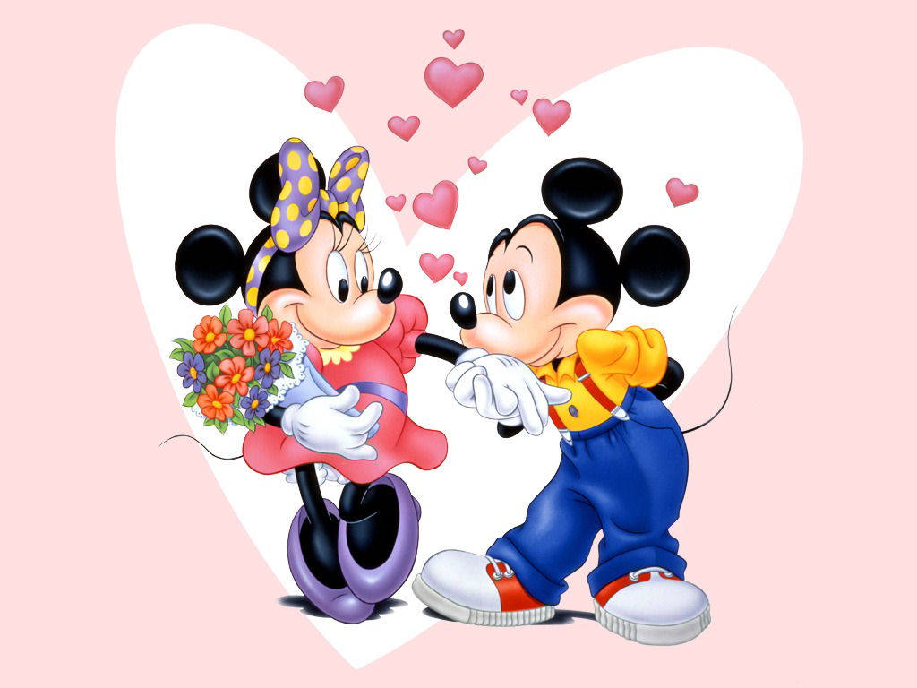 Cartoons Mickey And Minnie As Lovers Wallpaper