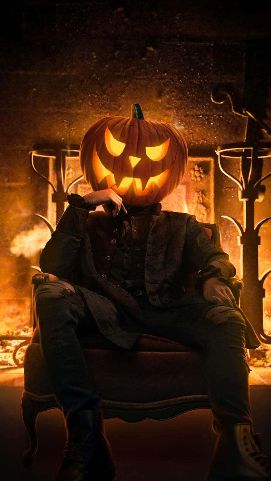 Carved Pumpkin Head Evil Smile Wallpaper