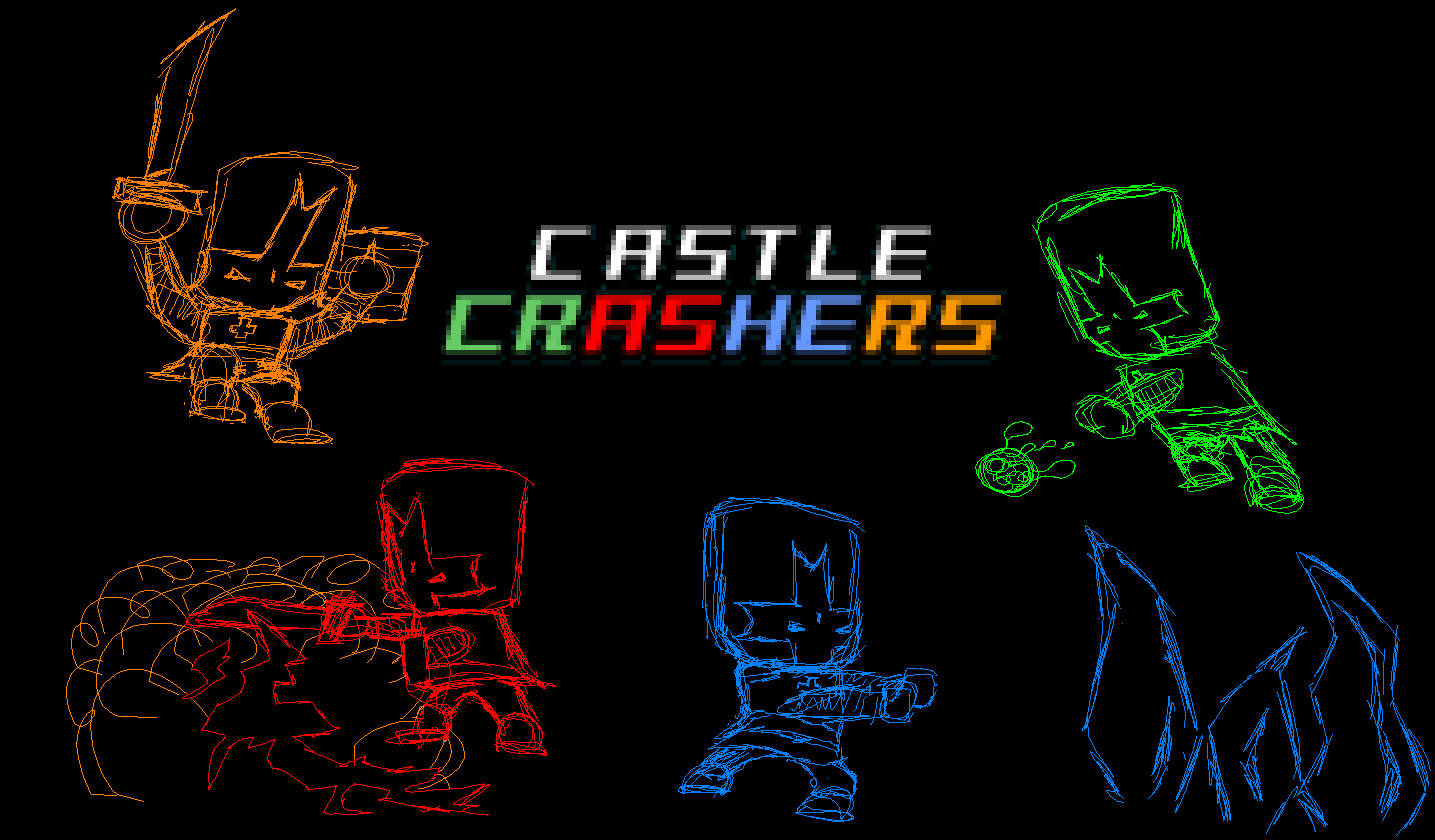 Castle Crashers In Neon Colors Wallpaper