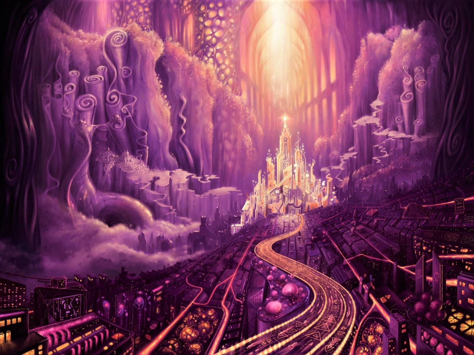 Castle In Purple Enchanted World Wallpaper