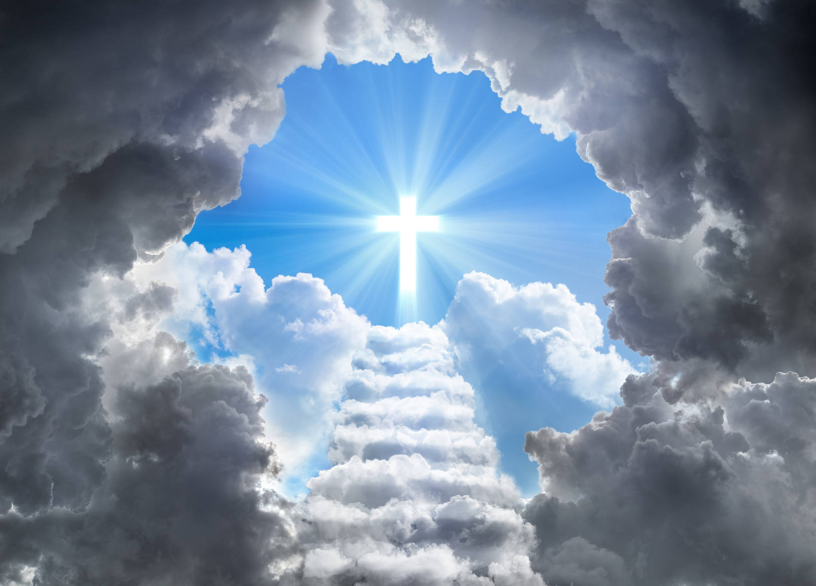 Catholic Funeral Clouds With Cross Wallpaper