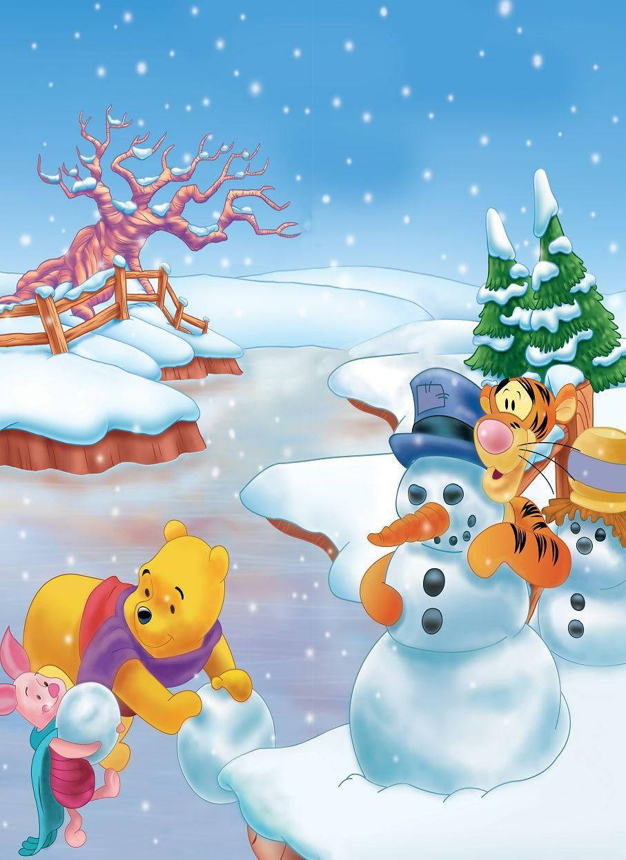 Celebrate Christmas With Winnie The Pooh Wallpaper