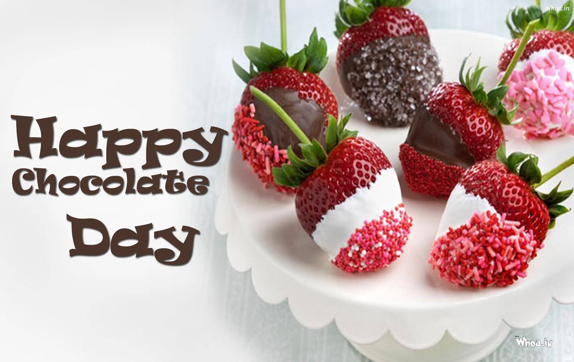 Celebrate The Sweetness Of Life On Chocolate Day With Freshly Dipped Strawberries. Wallpaper