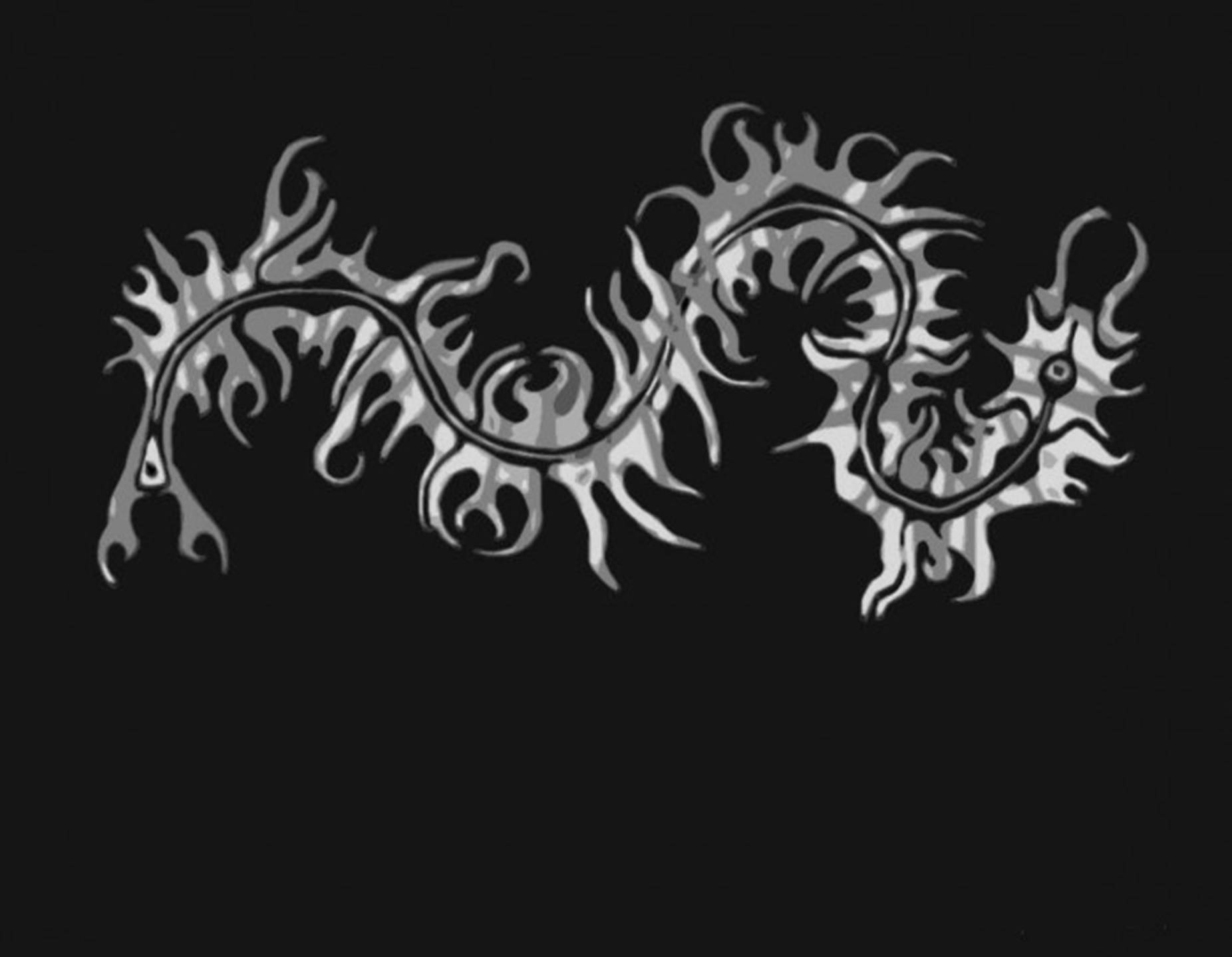 Centipede Black And White Tribal Aesthetic Wallpaper