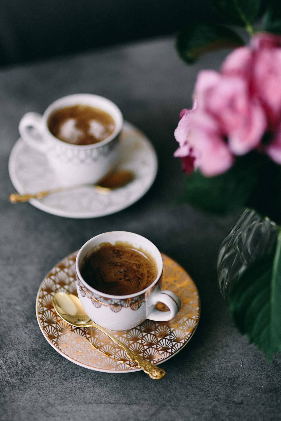 Ceramic Coffee Cup With A Golden Spoon Wallpaper