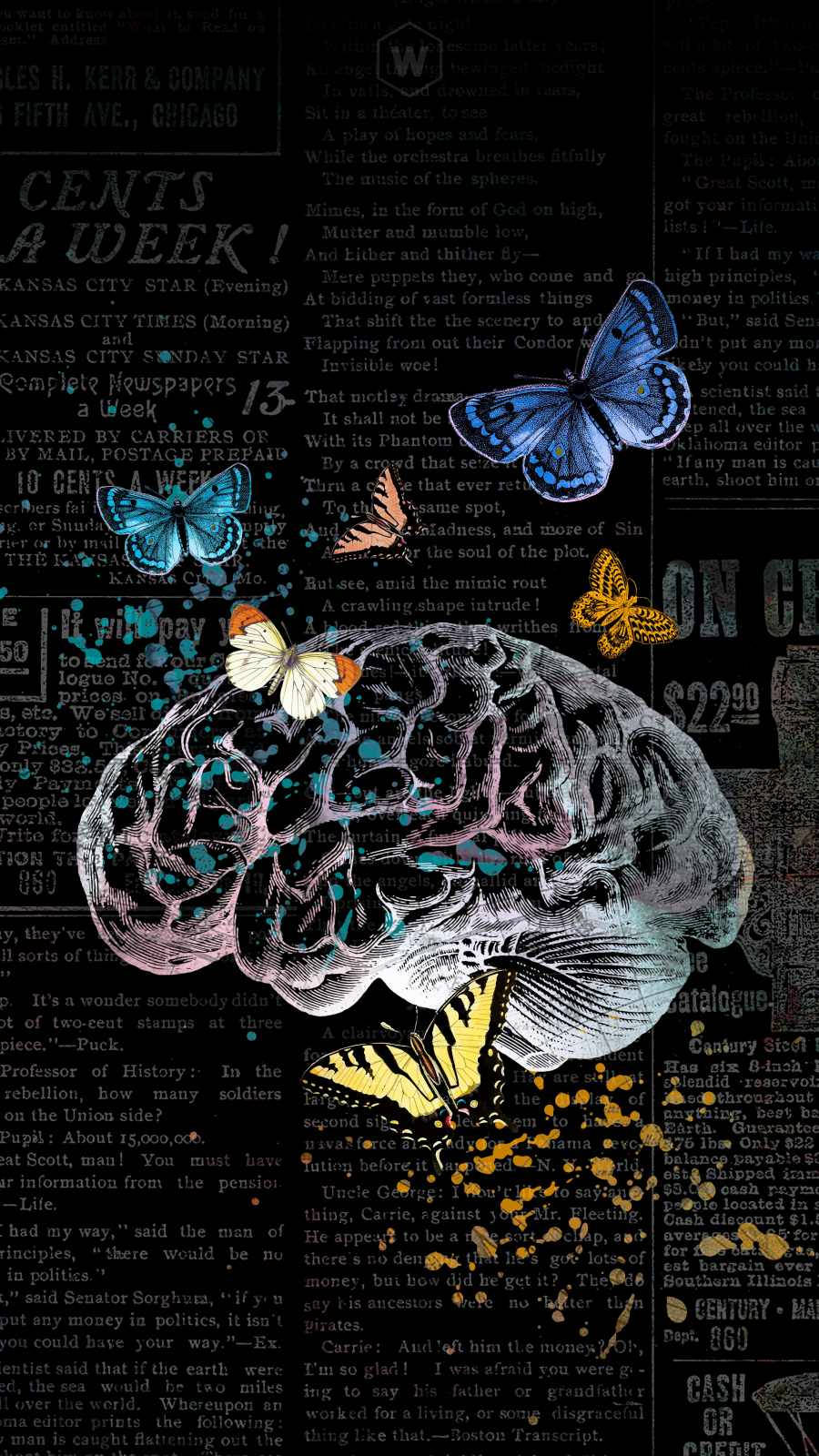 Cerebral Illustration On Black Page Wallpaper