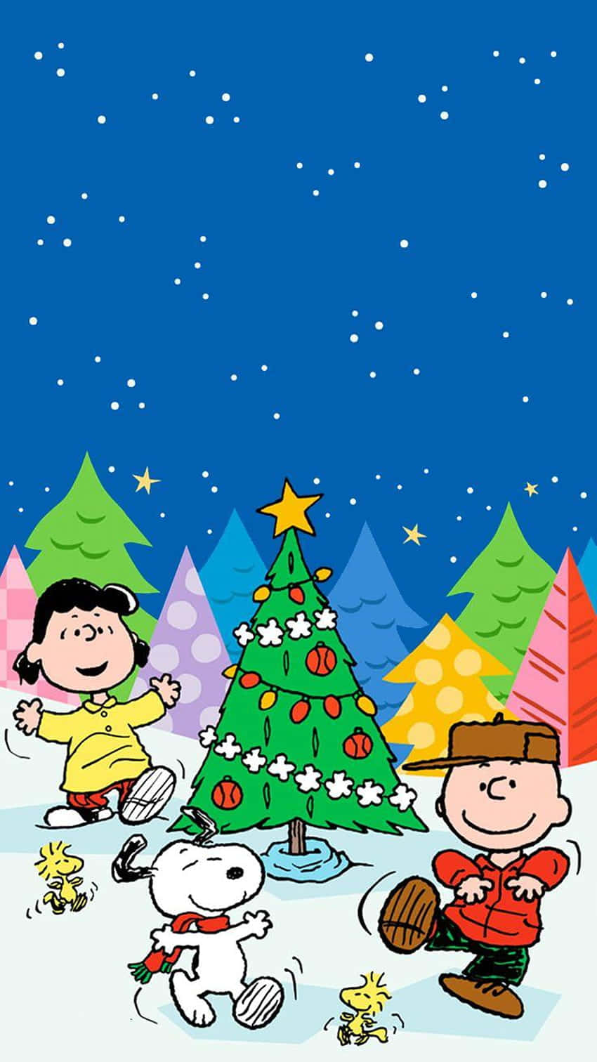 Charlie Brown And Lucy Colorful Christmas Wallpaper