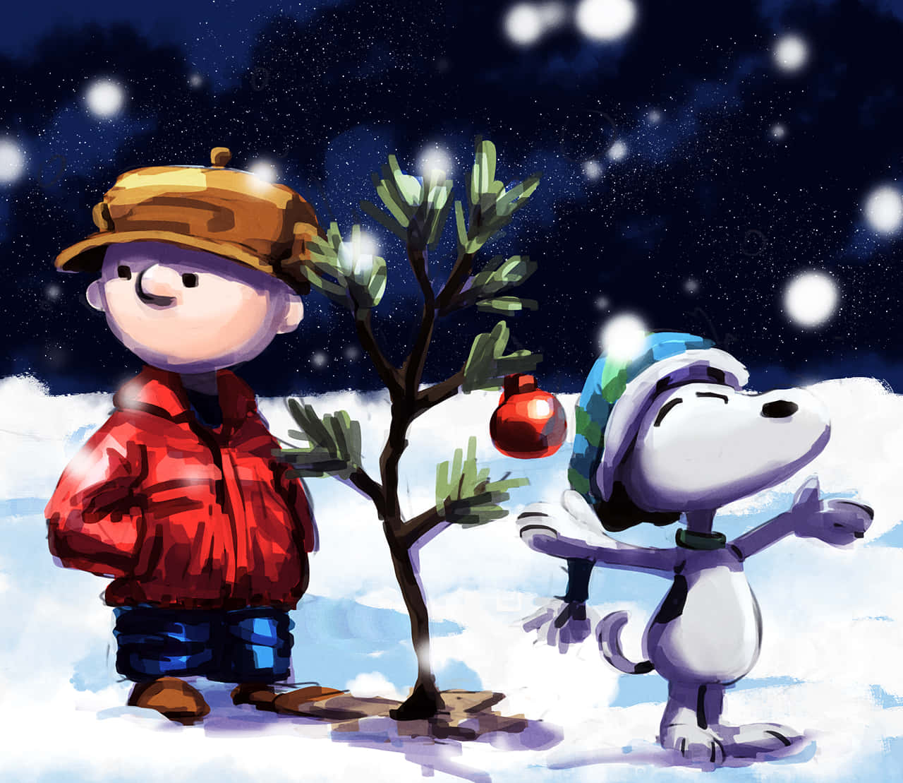 Charlie Brown And Snoopy Christmas Digital Art Wallpaper