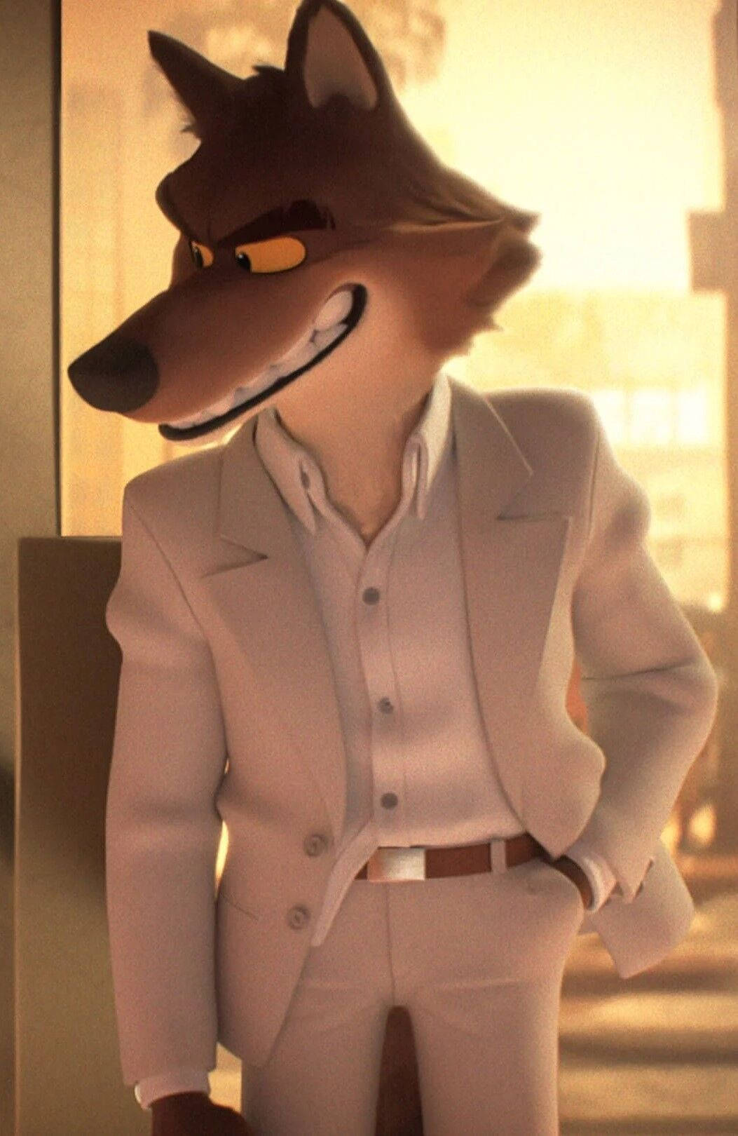 Charming Mr. Wolf In White Tuxedo From The Bad Guys Wallpaper