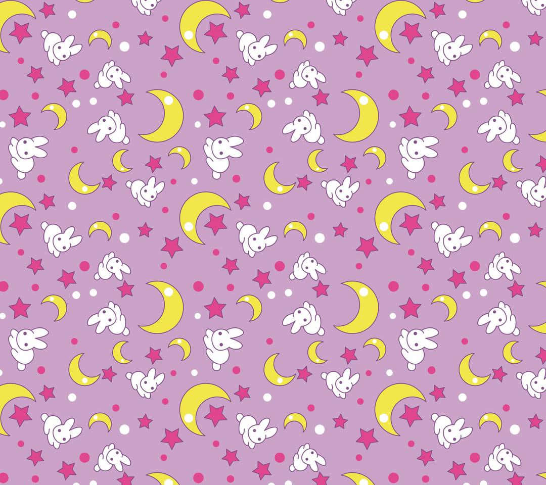 Charming Pastel Sailor Moon Surrounded By Magical Stars Wallpaper