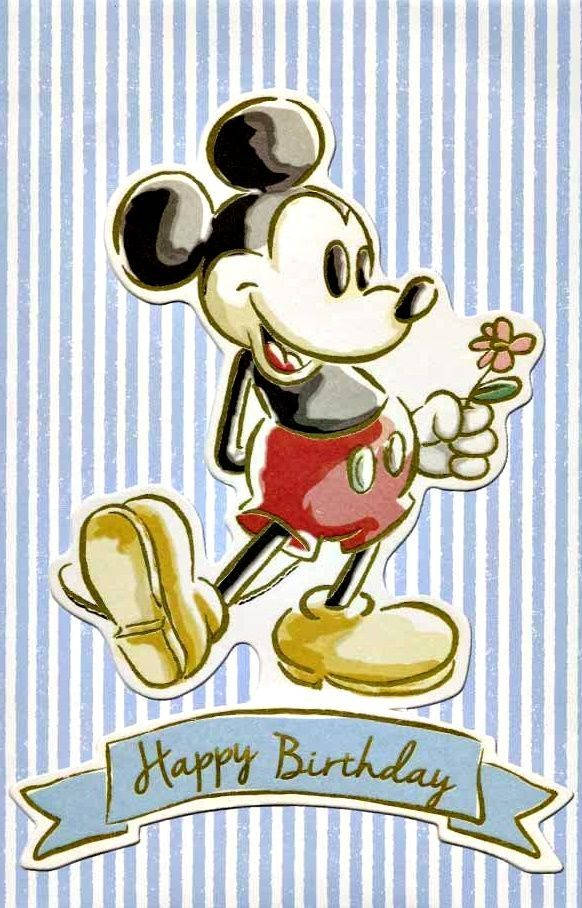 Cheerful Mickey Mouse Celebrating Birthday Wallpaper