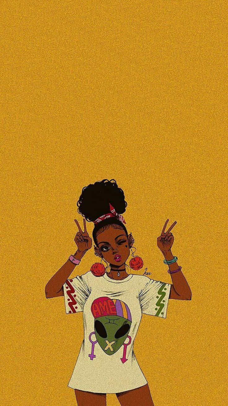 Chic Black Girl Yellow Aesthetic Wallpaper