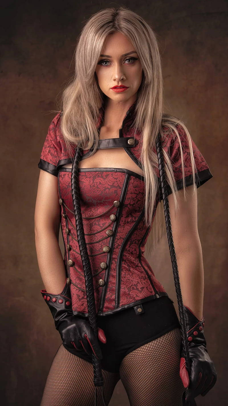 Chica Bonita Red And Black Corset Wallpaper