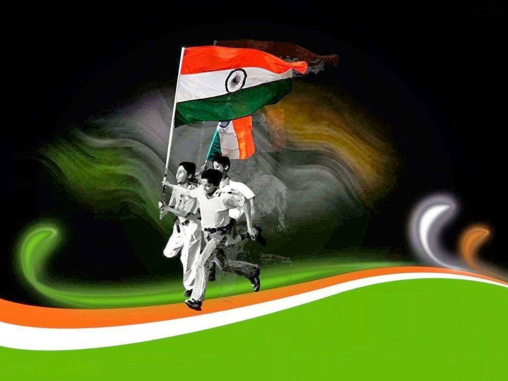 Children With Indian Flag Hd Wallpaper