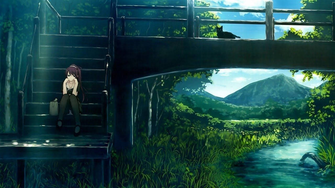 Chill Anime Lofi Landscape Aesthetic Wallpaper