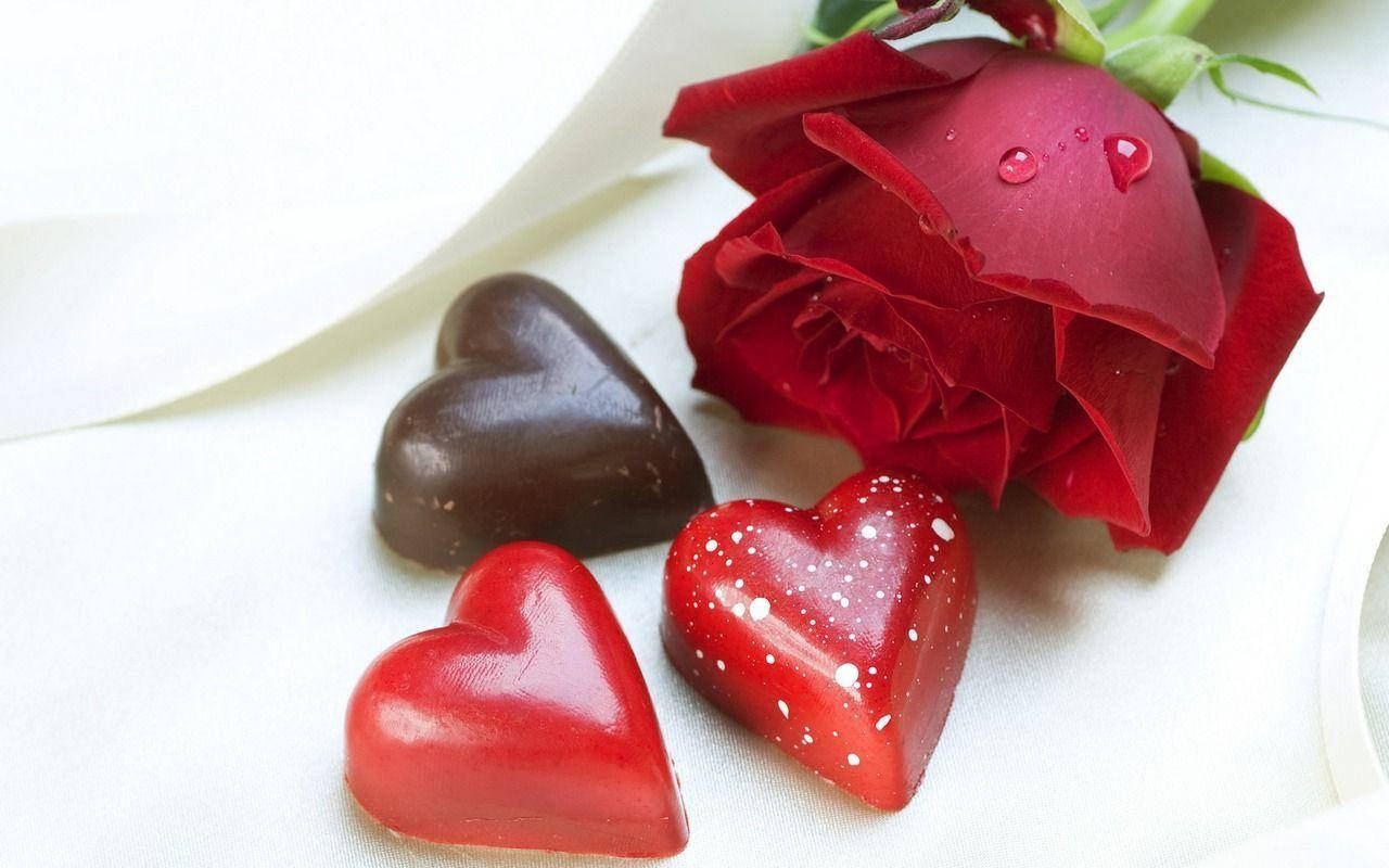 Chocolates And Rose Flower Wallpaper