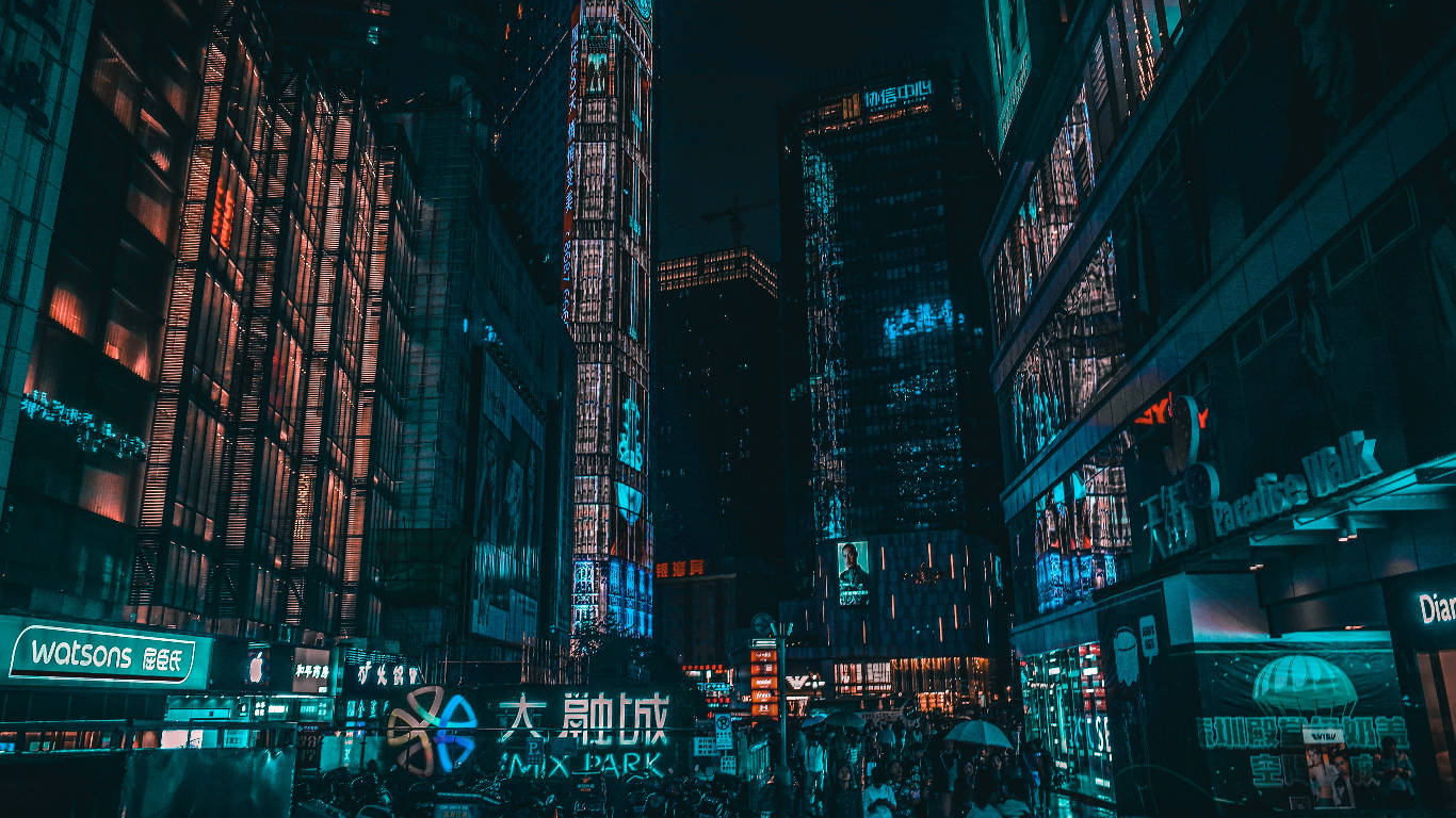 Chongqing China Cyberpunk Aesthetic Wallpaper