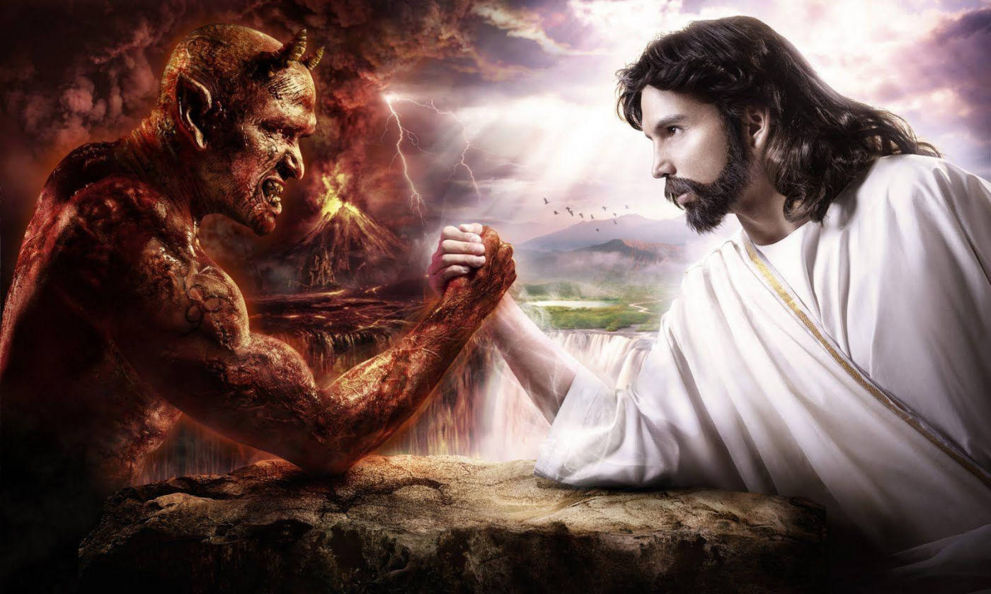 Christian God Arm Wrestling The Devil Wallpaper