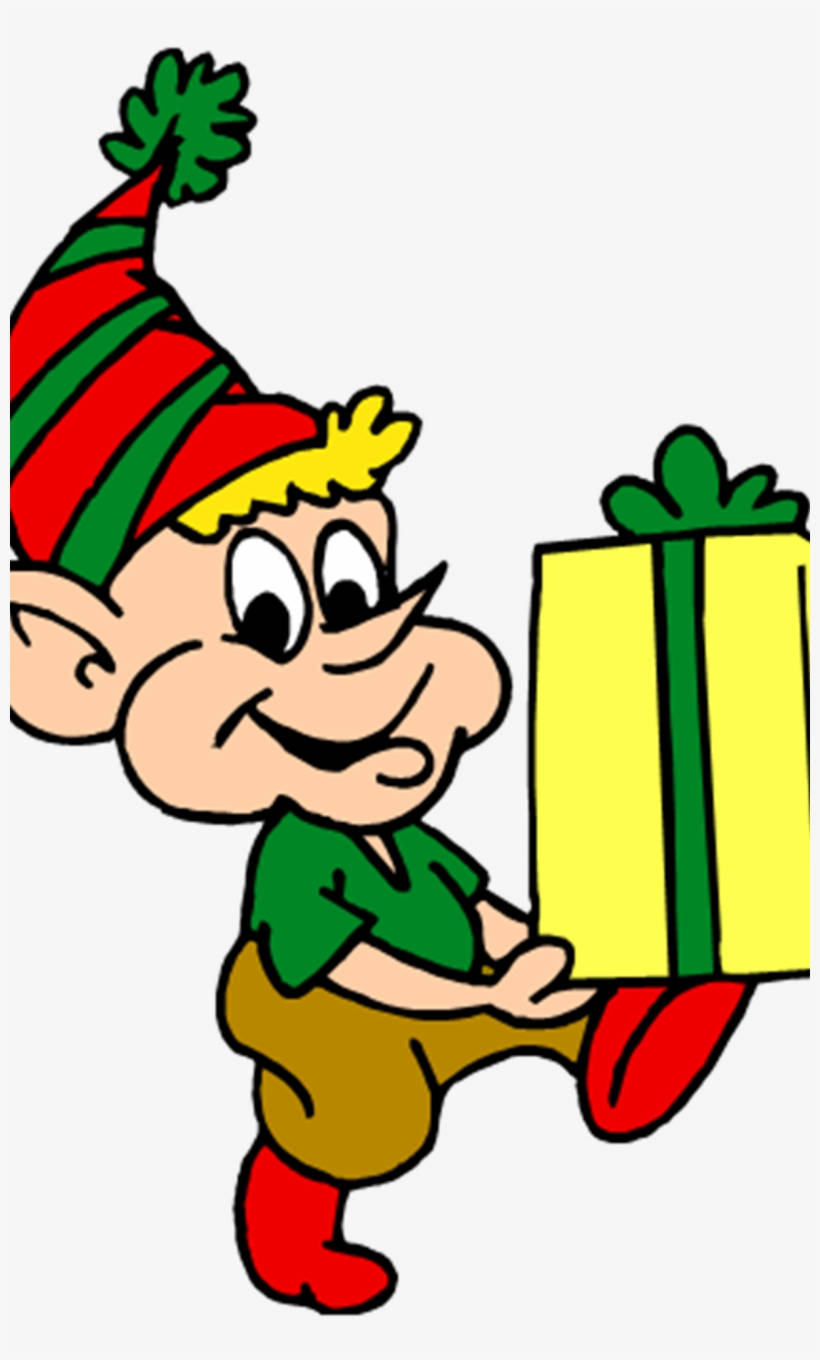 Christmas Elf Holding A Present Wallpaper