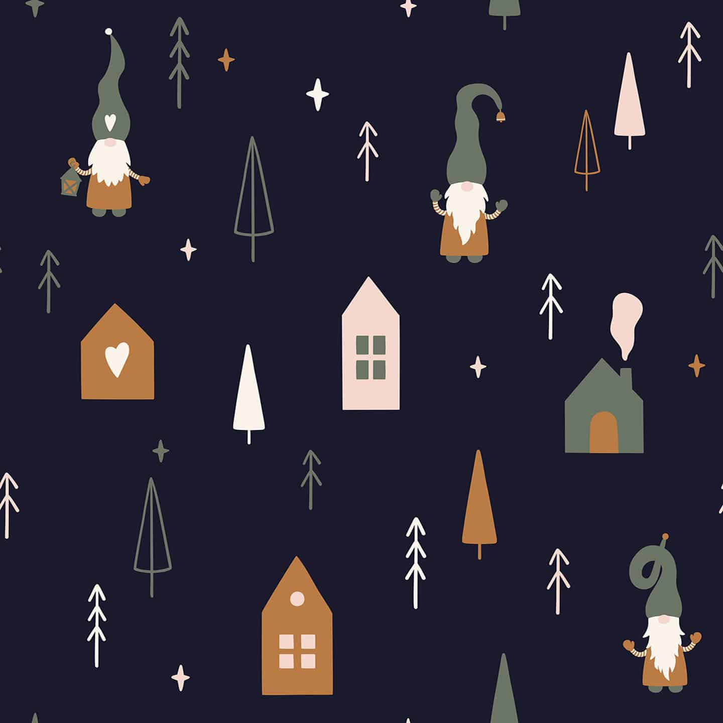 Christmas Elf With Houses Wallpaper