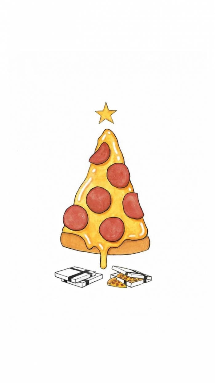 Christmas Special - Quirky Pizza Tree For Your Iphone Wallpaper