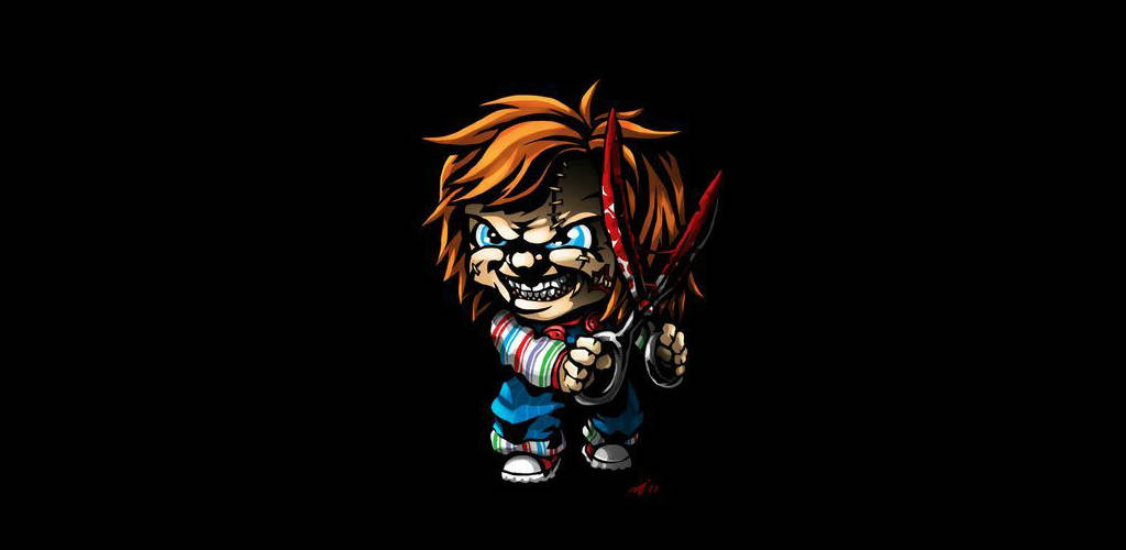 Chucky Holding Bloody Scissors Wallpaper