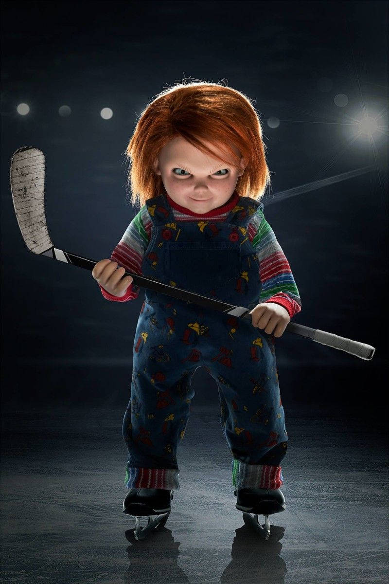 Chucky Holding Hockey Stick Wallpaper