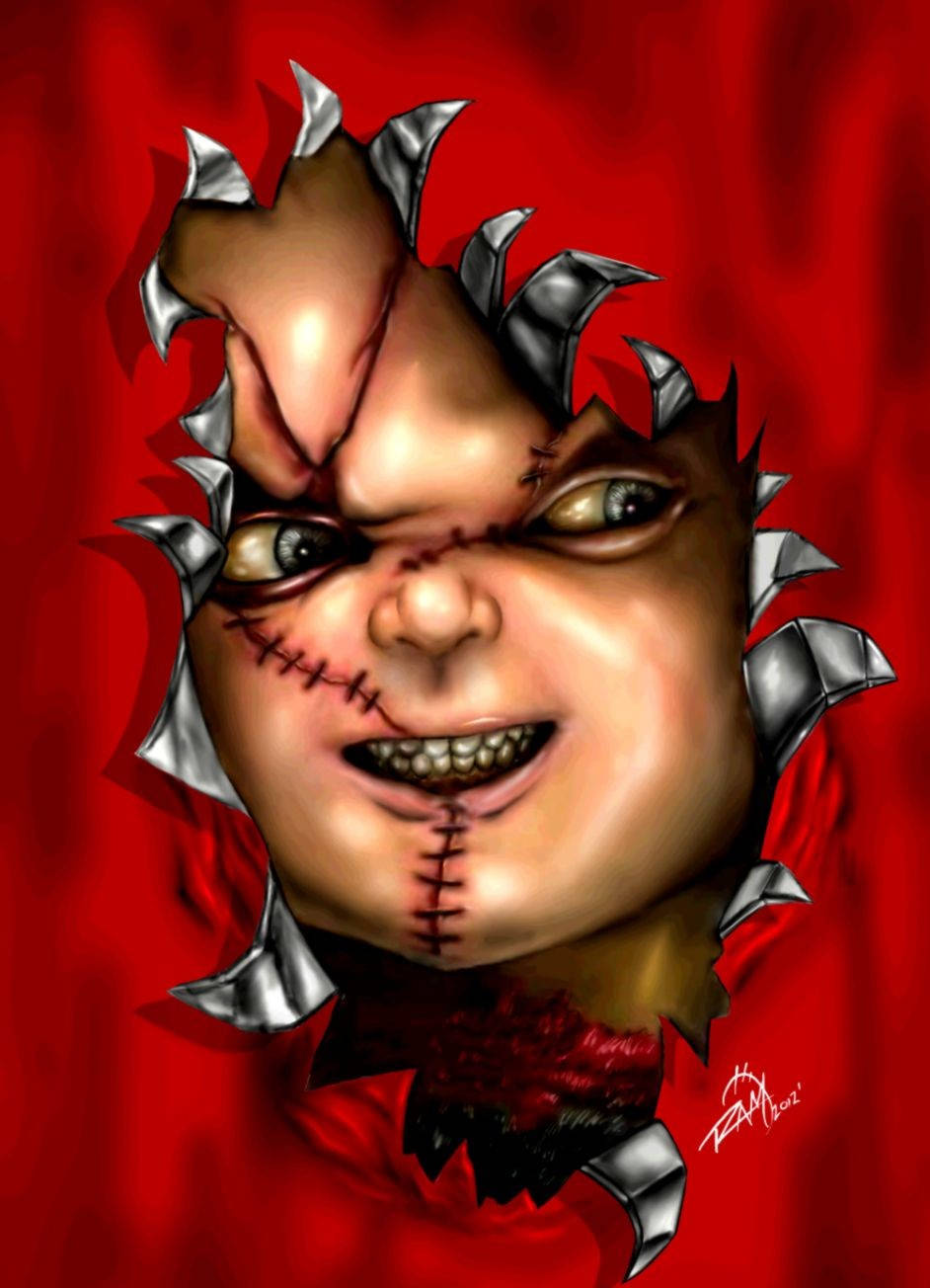 Chucky With Stitches Art Wallpaper