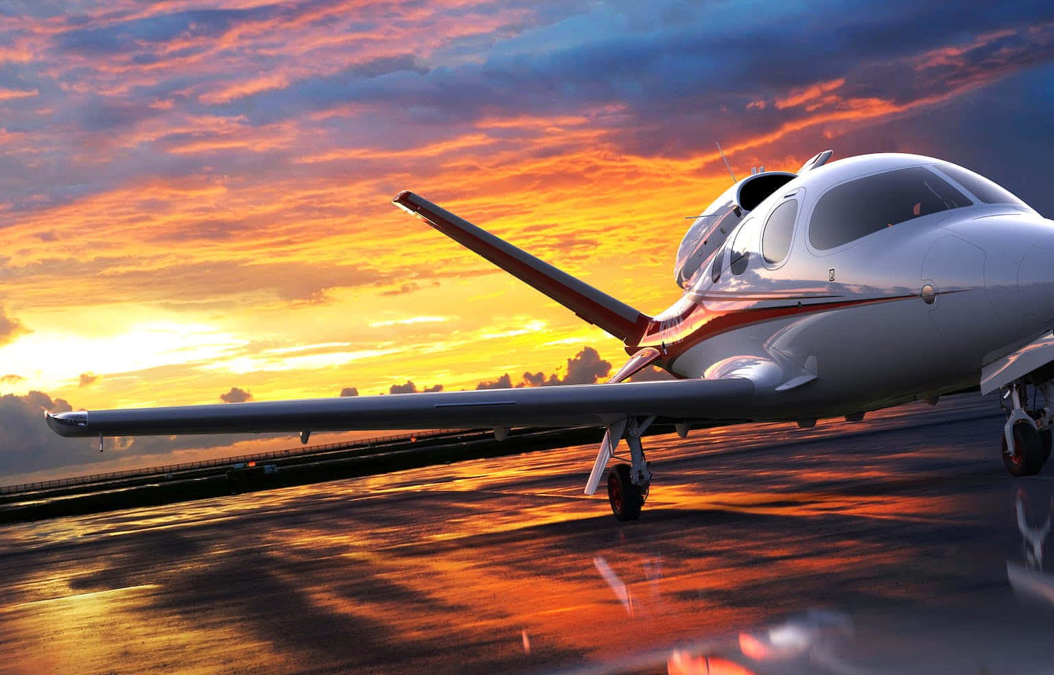 Cirrus Vision Sf50 Small Airplane At Sunset Wallpaper