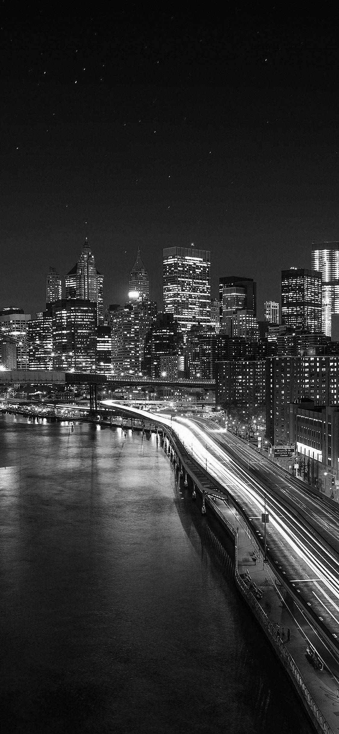 City Bridge Car Lights Dark Grey Iphone Wallpaper