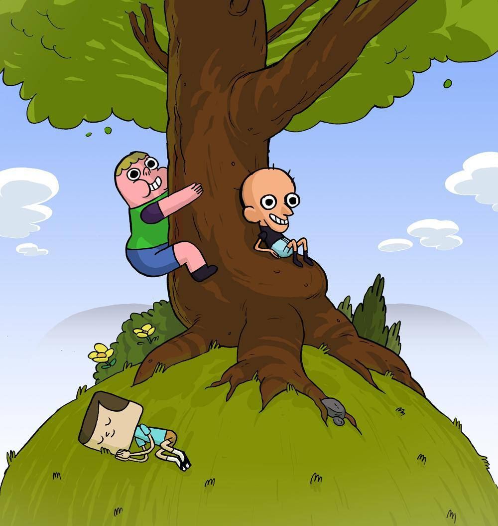 Clarence And Friends Around A Tree Wallpaper