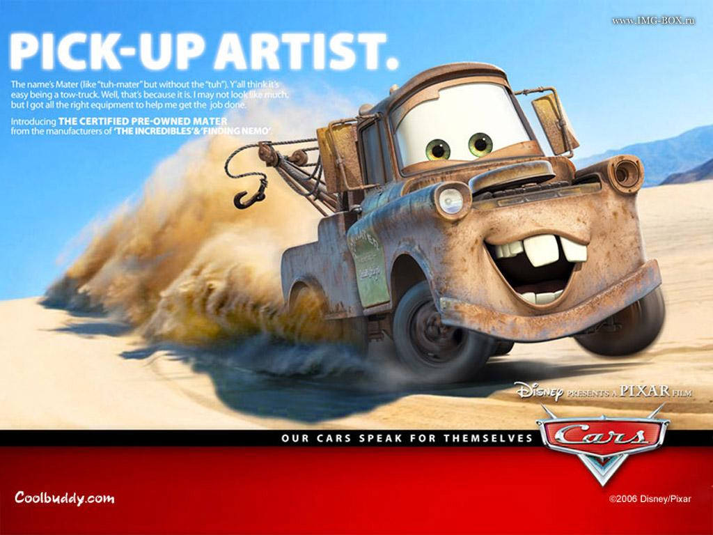 Classic Pick-up Mater From Cars Movie In Action Wallpaper