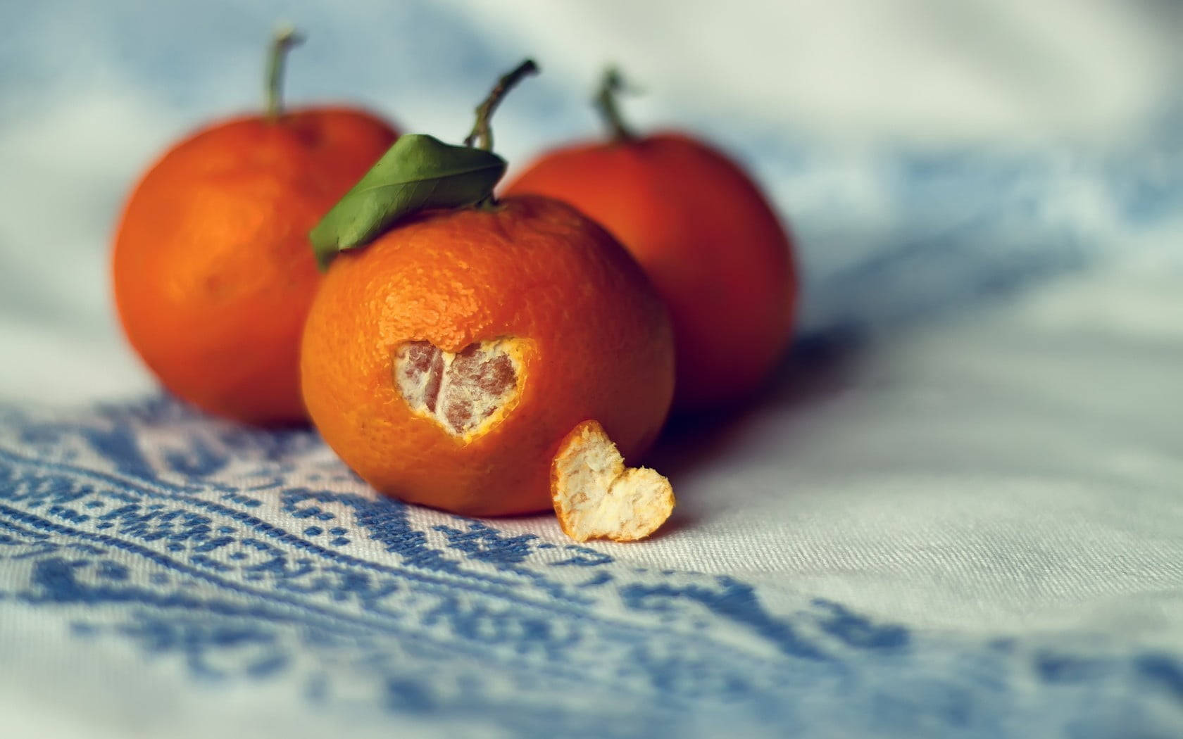 Clementine Fruits With Carved Heart Peel Wallpaper