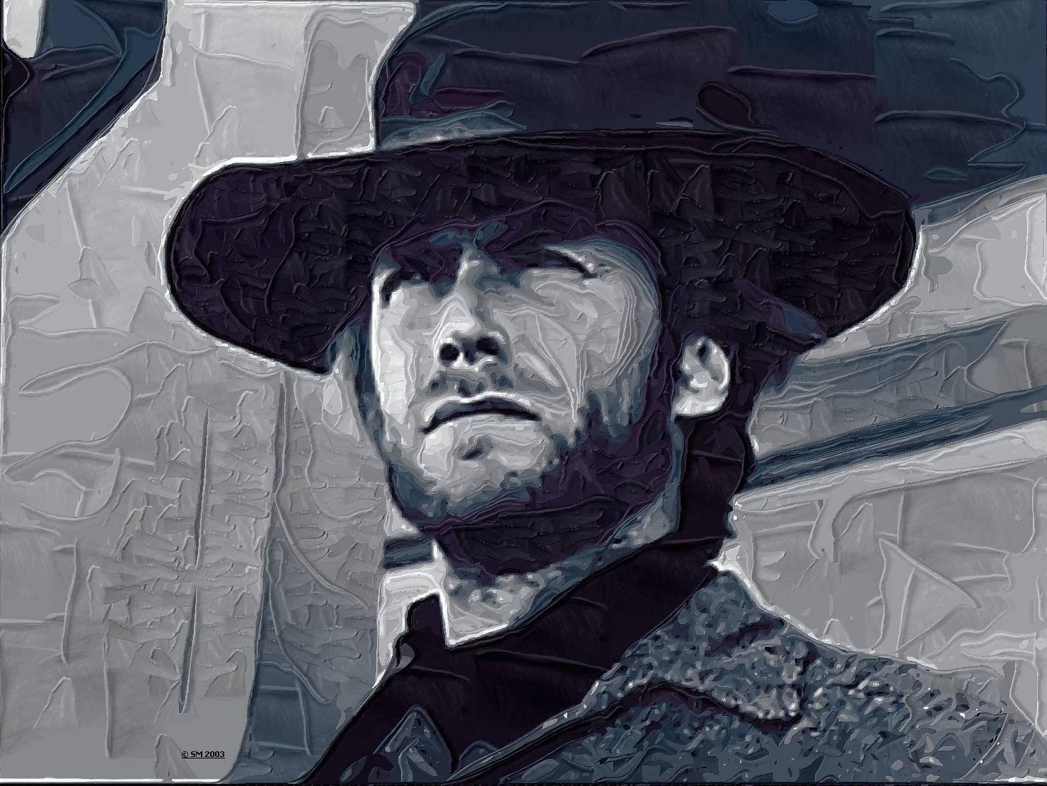 Clint Eastwood Black And White Fanart Wallpaper