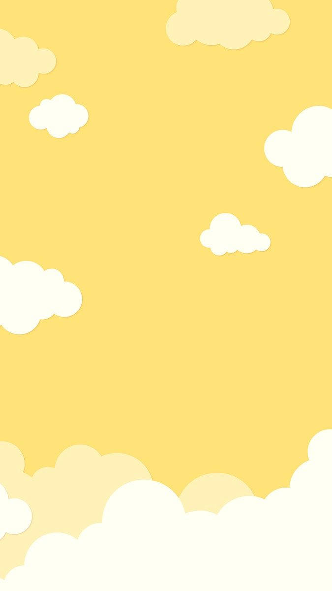 Cloudy Cute Pastel Yellow Aesthetic Wallpaper
