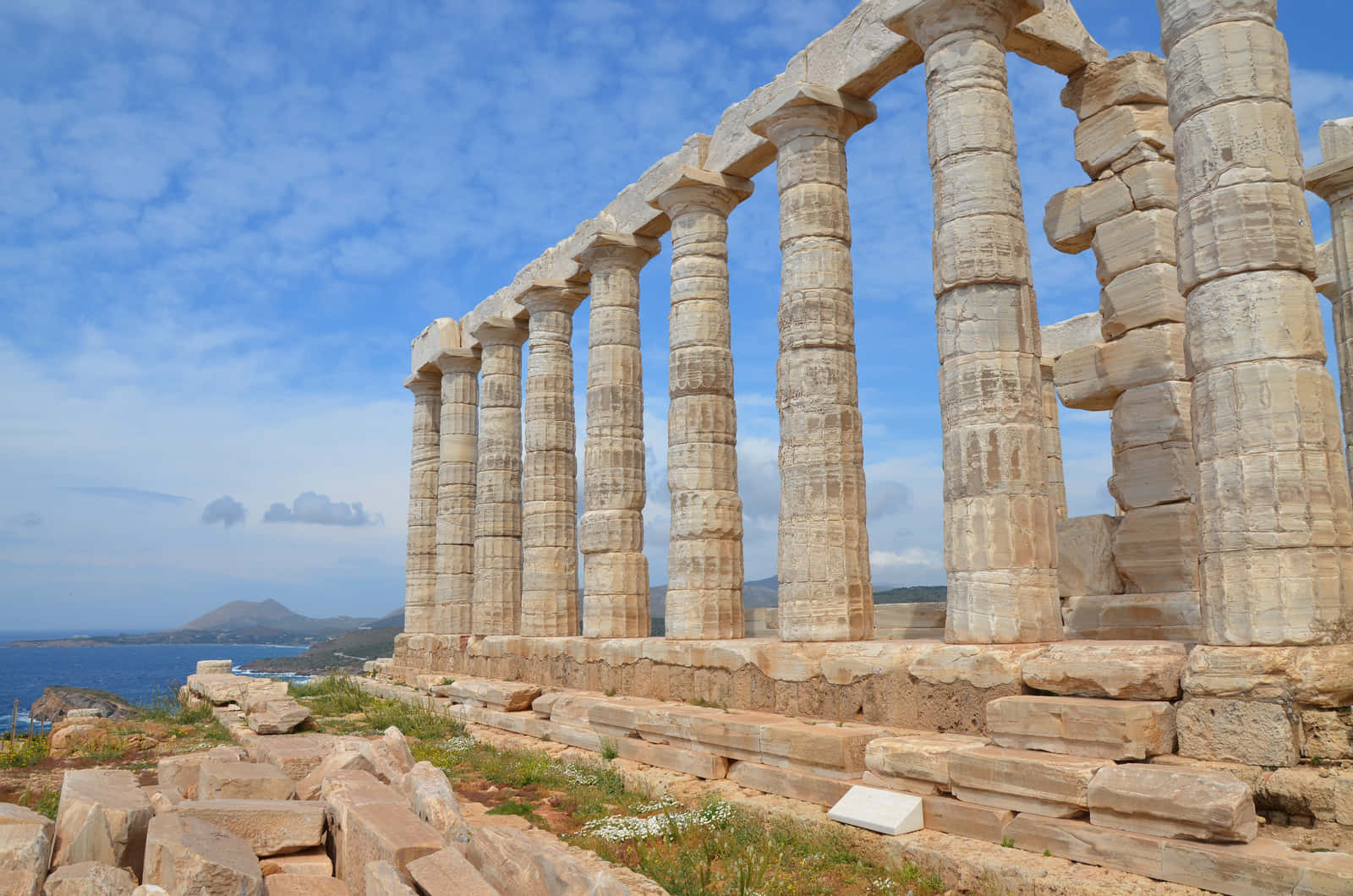 Cloudy Sky Over Cape Sounion Wallpaper