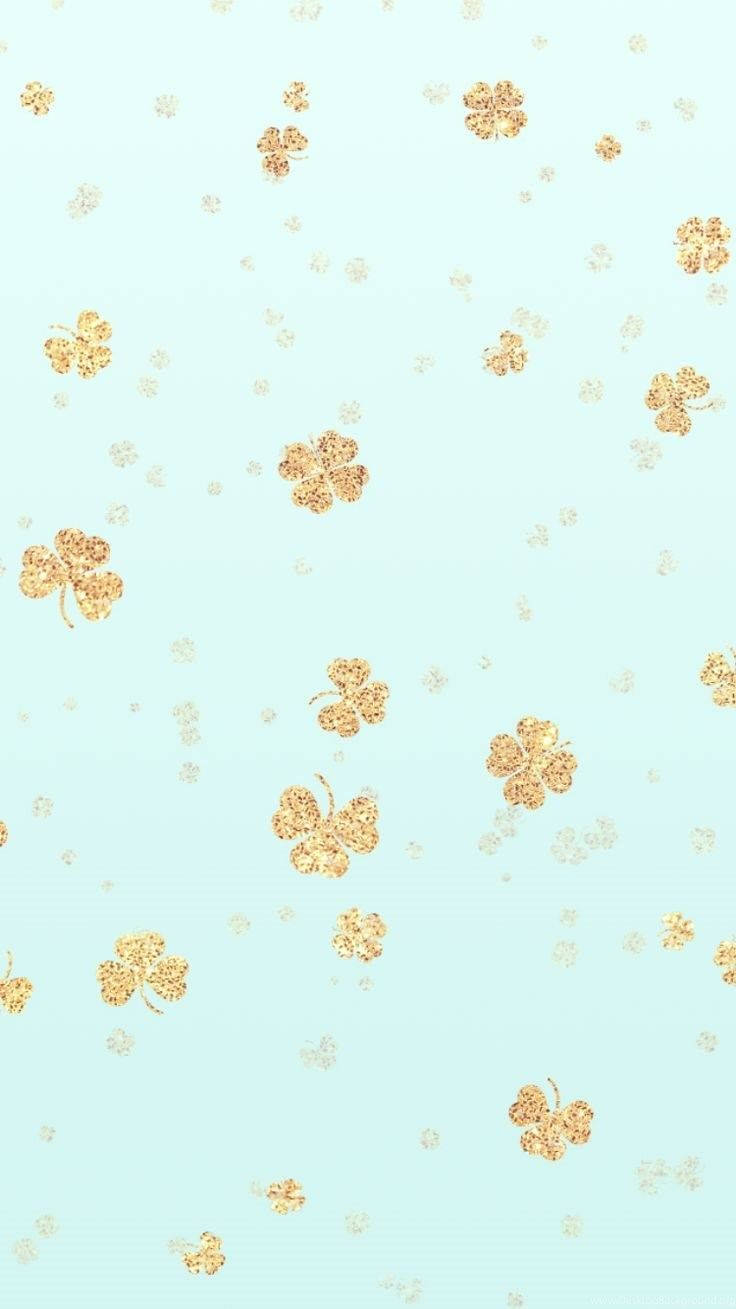 Clover Leaves Gold Sparkle Iphone Wallpaper