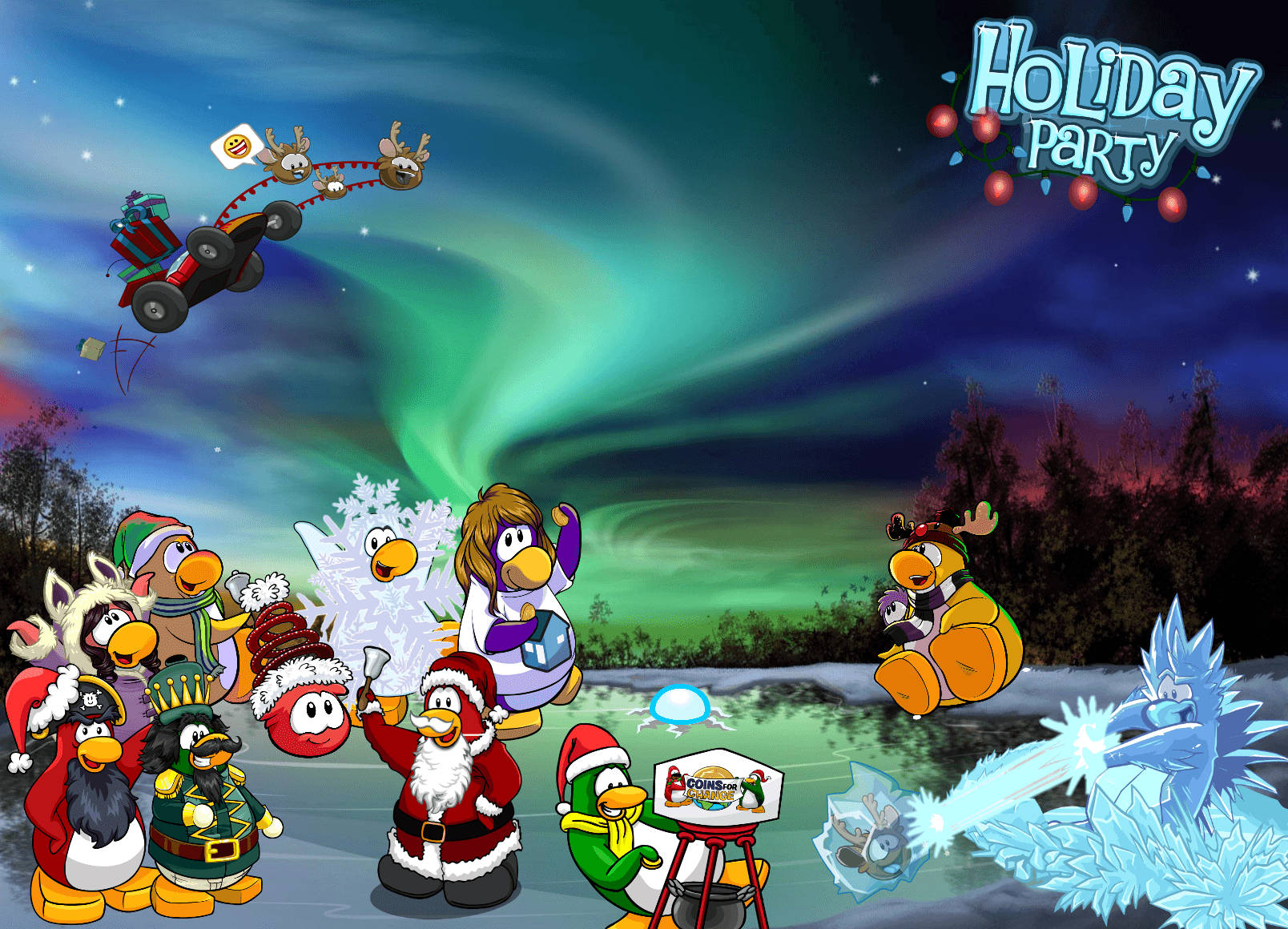 Club Penguin Christmas Party Flyer Wallpaper