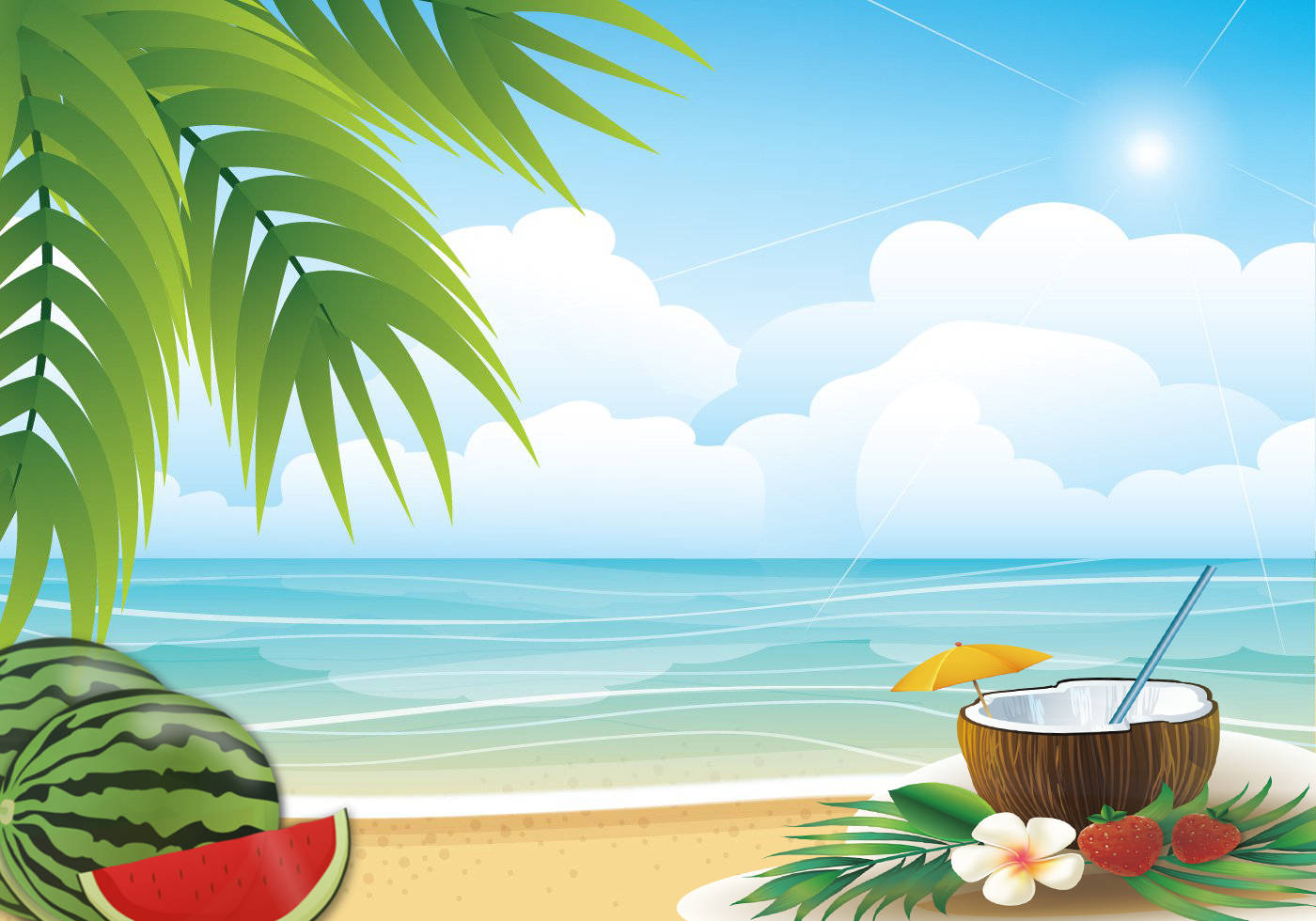 Coconut Juice And Watermelons Wallpaper