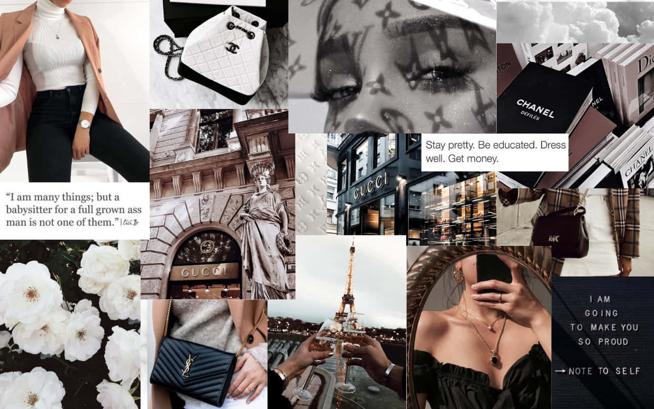 Collage Aesthetic Black Desktop Wallpaper