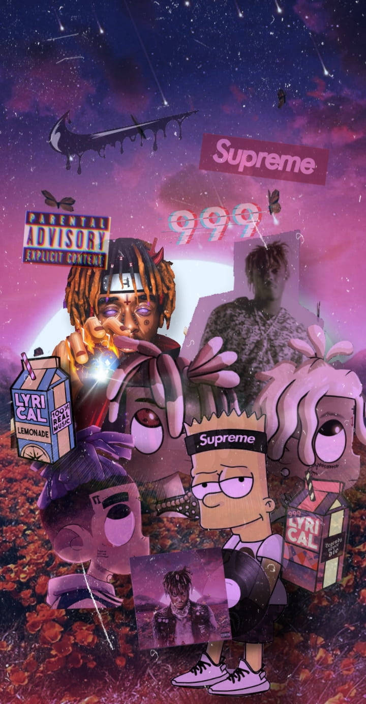 Collage Poster With Juice Wrld Cartoon Wallpaper