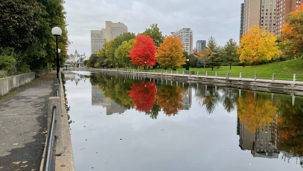 Colorful Autumn Trees By The Rideau Canal In Ottawa Wallpaper