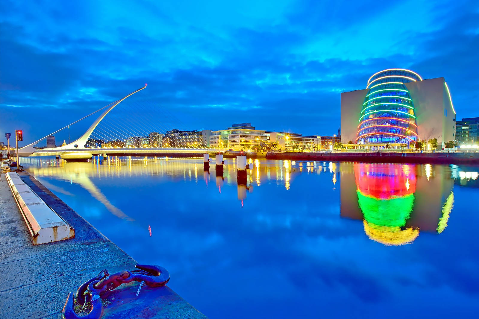 Colorful Dublin And Harp Bridge Wallpaper